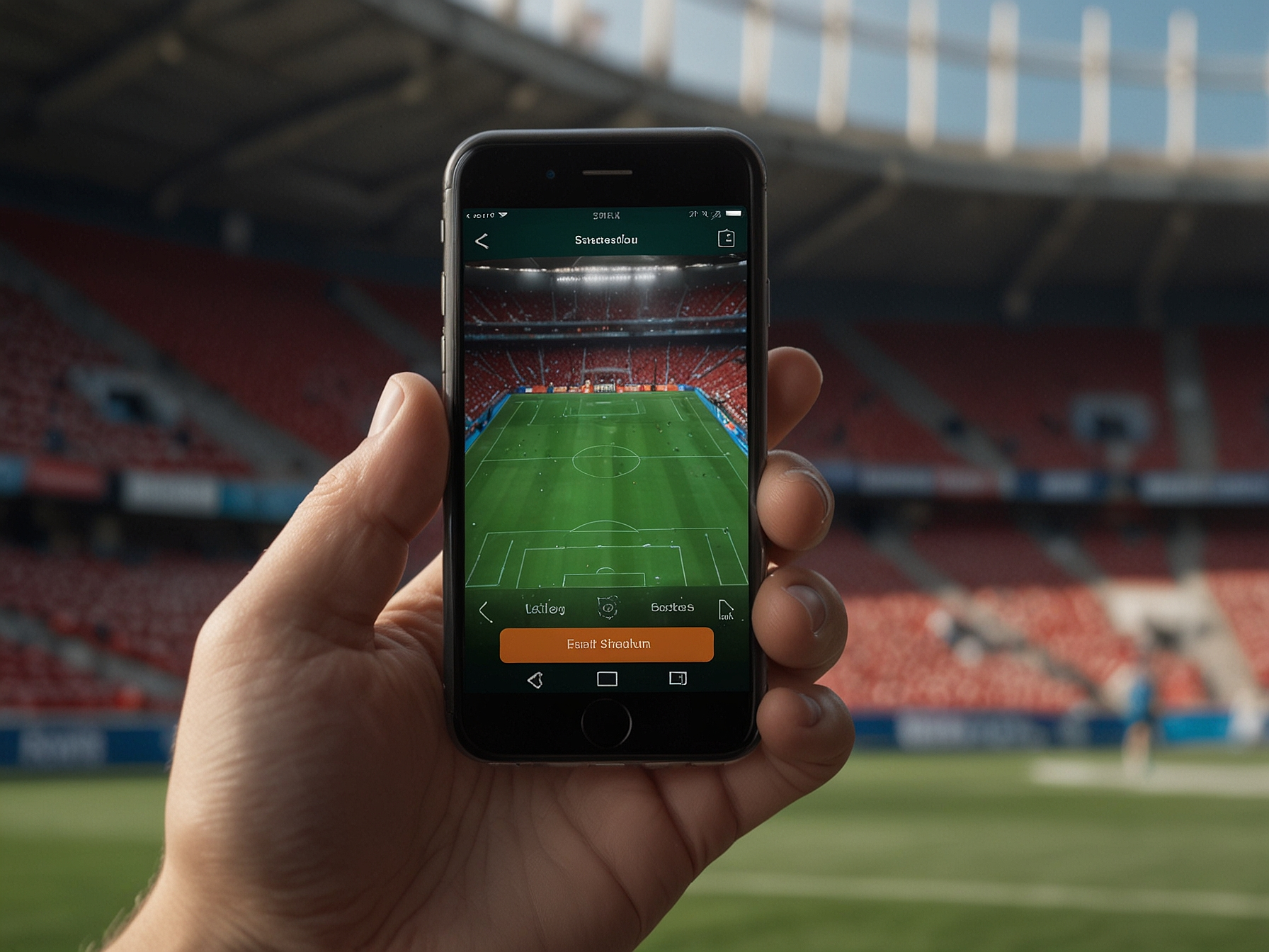 Interfaz con botón Entrar al estadio